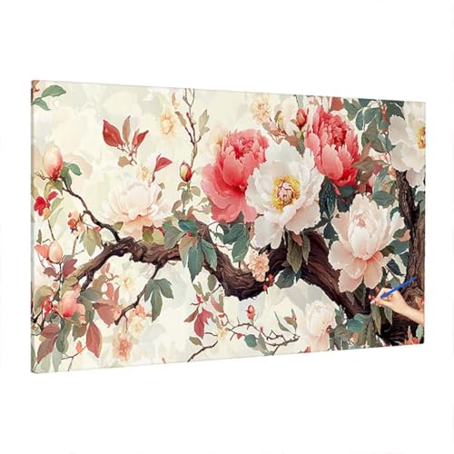 Malen Nach Zahlen Retro, Malen Nach Zahlen Erwachsene Blumen, DIY Set Erwachsene Paint by Numbers, Paint by Numbers mit 3 Pinseln und Acrylfarbe, Ölgemälde Kit Herbst Deko Wohnzimmer 220x100cm S-89 von Aynaeinn