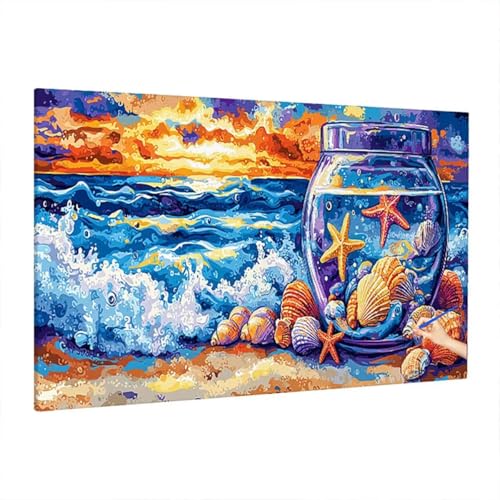 Malen Nach Zahlen Strand, Malen Nach Zahlen Erwachsene Abstrakt, DIY Set Erwachsene Paint by Numbers, Paint by Numbers mit 3 Pinseln und Acrylfarbe, Ölgemälde Kit Herbst Deko Wohnzimmer 90x40cm Z-30 Malen Nach Zahlen Strand, Malen Nach Zahlen Erwachsene Abstrakt, DIY Set Erwachsene Paint by Numbers, Paint by Numbers mit 3 Pinseln und Acrylfarbe, Ölgemälde Kit Herbst Deko Wohnzimmer 90x40cm Z-30 von Aynaeinn