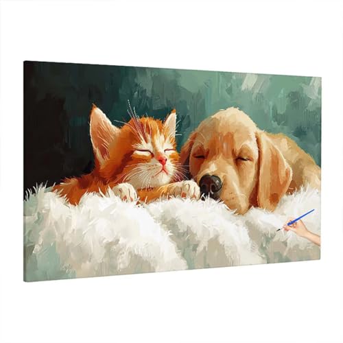 Malen Nach Zahlen Tiere, Malen Nach Zahlen Erwachsene Kinder, DIY Set Erwachsene Paint by Numbers, Paint by Numbers mit 3 Pinseln und Acrylfarbe, Ölgemälde Kit Herbst Deko Wohnzimmer 220x100cm Z-15 von Aynaeinn