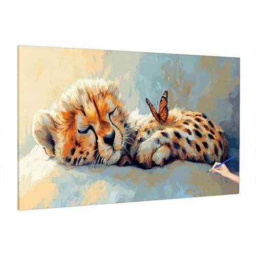 Malen Nach Zahlen Tiere, Malen Nach Zahlen Erwachsene Schmetterling, DIY Set Erwachsene Paint by Numbers, Paint by Numbers mit 3 Pinseln und Acrylfarbe, Ölgemälde Kit Deko Wohnzimmer 220x100cm S-59 von Aynaeinn