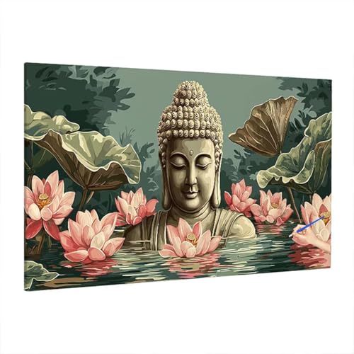 Malen Nach Zahlen Zen, Malen Nach Zahlen Erwachsene Blumen, DIY Set Erwachsene Paint by Numbers, Paint by Numbers mit 3 Pinseln und Acrylfarbe, Ölgemälde Kit für Herbst Deko Wohnzimmer 220x100cm D-55 von Aynaeinn