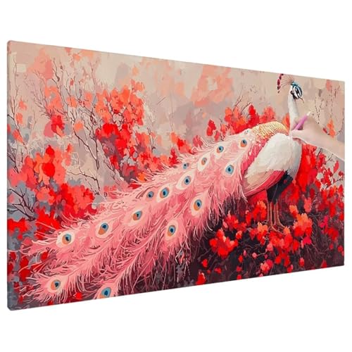 Pfau Diamond Painting XXL, 5D Diamant Painting Bilder Blumen Muster mit Vollbohrer Leinwand, Diamond Art Malerei Stickerei Kreuzstich Set, Basteln Erwachsene Mosaikherstellung, Wanddeko 90x40 cm R-37 von Aynaeinn