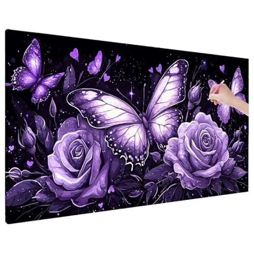 Schmetterlinge Diamond Painting XXL, 5D Diamant Painting Bilder Blumen mit Vollbohrer Leinwand, Diamond Art Stickerei Kreuzstich Set, Basteln Erwachsene Mosaikherstellung, Wanddeko 70x30 cm D-18 Schmetterlinge Diamond Painting XXL, 5D Diamant Painting Bilder Blumen mit Vollbohrer Leinwand, Diamond Art Stickerei Kreuzstich Set, Basteln Erwachsene Mosaikherstellung, Wanddeko 70x30 cm D-18 von Aynaeinn