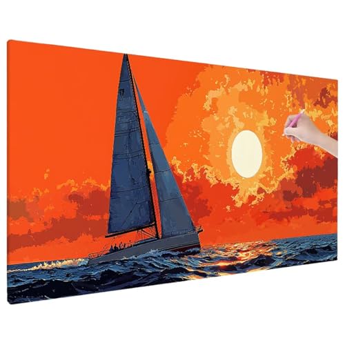 Sonnenuntergang Diamond Painting XXL, 5D Diamant Painting Bilder Boot Muster mit Vollbohrer Leinwand, Diamond Art Stickerei Kreuzstich Set, Basteln Erwachsene Mosaikherstellung, Wanddeko 70x30 cm C-37 Sonnenuntergang Diamond Painting XXL, 5D Diamant Painting Bilder Boot Muster mit Vollbohrer Leinwand, Diamond Art Stickerei Kreuzstich Set, Basteln Erwachsene Mosaikherstellung, Wanddeko 70x30 cm C-37 von Aynaeinn