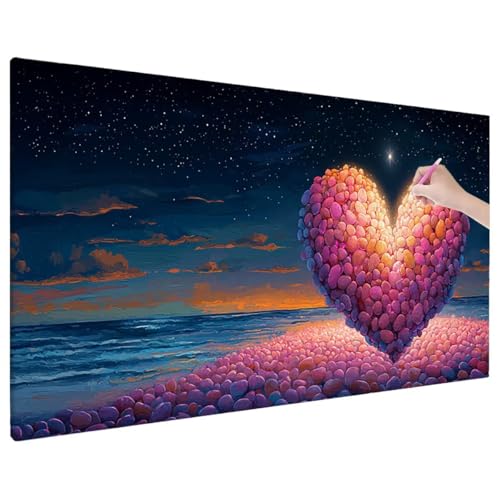 Sternenhimmel Diamond Painting XXL, 5D Diamant Painting Bilder Herz Muster mit Vollbohrer Leinwand, Diamond Art Stickerei Kreuzstich Set, Basteln Erwachsene Mosaikherstellung, Wanddeko 110x50 cm F-51 von Aynaeinn