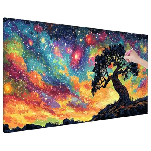 Sternenhimmel Diamond Painting XXL, 5D Diamant Painting Bilder Lebensbaum mit Vollbohrer Leinwand, Diamond Art Stickerei Kreuzstich Set, Basteln Erwachsene Mosaikherstellung, Wanddeko 90x40 cm C-34 Sternenhimmel Diamond Painting XXL, 5D Diamant Painting Bilder Lebensbaum mit Vollbohrer Leinwand, Diamond Art Stickerei Kreuzstich Set, Basteln Erwachsene Mosaikherstellung, Wanddeko 90x40 cm C-34 von Aynaeinn