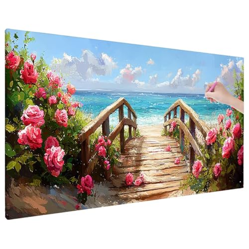 Strand Diamond Painting XXL, 5D Diamant Painting Bilder Blumen Muster mit Vollbohrer Leinwand, Diamond Art Stickerei Kreuzstich Set, Basteln Erwachsene Mosaikherstellung, Herbst Wanddeko 70x30 cm C-28 Strand Diamond Painting XXL, 5D Diamant Painting Bilder Blumen Muster mit Vollbohrer Leinwand, Diamond Art Stickerei Kreuzstich Set, Basteln Erwachsene Mosaikherstellung, Herbst Wanddeko 70x30 cm C-28 von Aynaeinn