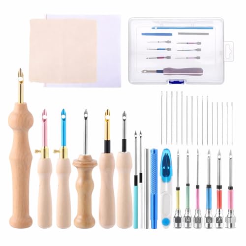 35 Stück Stickerei Starter Kit, Punch Needle Set Sticken Stanznadel Stickerei Set Holzgriff Stickerei für Stickgarn Kreuzstich Anfänger 35 Stück Stickerei Starter Kit, Punch Needle Set Sticken Stanznadel Stickerei Set Holzgriff Stickerei für Stickgarn Kreuzstich Anfänger von Ayolofei