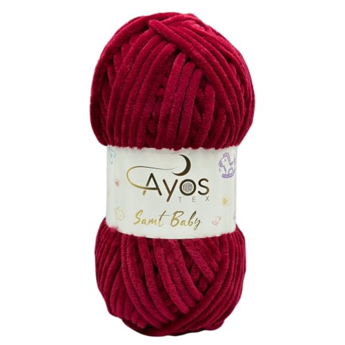 Ayos Samt Baby 120m, 100g I 100% Polyester I kuschelweiche Baby Wolle I Flauschwolle I Chenillewolle I zum Häkeln und Stricken 20 Weinrot Ayos Samt Baby 120m, 100g I 100% Polyester I kuschelweiche Baby Wolle I Flauschwolle I Chenillewolle I zum Häkeln und Stricken 20 Weinrot von AyosTex