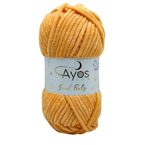 Ayos Samt Baby 120m, 100g I 100% Polyester I kuschelweiche Baby Wolle I Flauschwolle I Chenillewolle I zum Häkeln und Stricken 43 Helles Orange Ayos Samt Baby 120m, 100g I 100% Polyester I kuschelweiche Baby Wolle I Flauschwolle I Chenillewolle I zum Häkeln und Stricken 43 Helles Orange von AyosTex