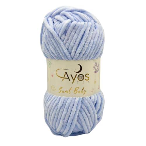 Ayos Samt Baby 120m, 100g I 100% Polyester I kuschelweiche Baby Wolle I Flauschwolle I Chenillewolle I zum Häkeln und Stricken 49 Himmelblau Ayos Samt Baby 120m, 100g I 100% Polyester I kuschelweiche Baby Wolle I Flauschwolle I Chenillewolle I zum Häkeln und Stricken 49 Himmelblau von AyosTex