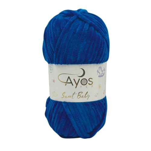 Ayos Samt Baby 120m, 100g I 100% Polyester I kuschelweiche Baby Wolle I Flauschwolle I Chenillewolle I zum Häkeln und Stricken 68 Königs Blau Ayos Samt Baby 120m, 100g I 100% Polyester I kuschelweiche Baby Wolle I Flauschwolle I Chenillewolle I zum Häkeln und Stricken 68 Königs Blau von AyosTex