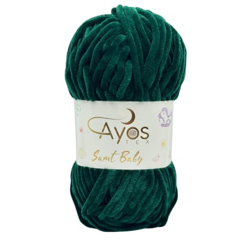 Ayos Samt Baby 120m, 100g I 100% Polyester I kuschelweiche Baby Wolle I Flauschwolle I Chenillewolle I zum Häkeln und Stricken 70 Tannengrün Ayos Samt Baby 120m, 100g I 100% Polyester I kuschelweiche Baby Wolle I Flauschwolle I Chenillewolle I zum Häkeln und Stricken 70 Tannengrün von AyosTex