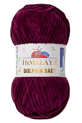Himalaya Dolphin Baby 120m, 100g |Lila I 100% Polyester I Strickgarn I Flauschwolle I Babywolle I kuschelweiche Wolle für Ihr Baby I Chenillewolle I zum Stricken oder Häkeln von AyosTex
