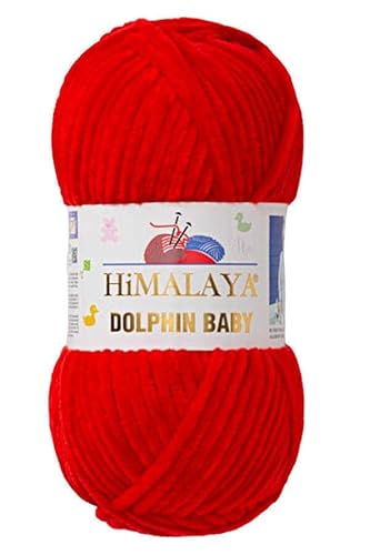Himalaya Dolphin Baby 120m, 100g |Rot I 100% Polyester I Strickgarn I Flauschwolle I Babywolle I kuschelweiche Wolle für Ihr Baby I Chenillewolle I zum Stricken oder Häkeln Himalaya Dolphin Baby 120m, 100g |Rot I 100% Polyester I Strickgarn I Flauschwolle I Babywolle I kuschelweiche Wolle für Ihr Baby I Chenillewolle I zum Stricken oder Häkeln von AyosTex