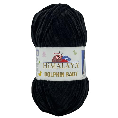 Himalaya Dolphin Baby 120m, 100g |Schwarz I 100% Polyester I Strickgarn I Flauschwolle I Babywolle I kuschelweiche Wolle für Ihr Baby I Chenillewolle I zum Stricken oder Häkeln Himalaya Dolphin Baby 120m, 100g |Schwarz I 100% Polyester I Strickgarn I Flauschwolle I Babywolle I kuschelweiche Wolle für Ihr Baby I Chenillewolle I zum Stricken oder Häkeln von AyosTex