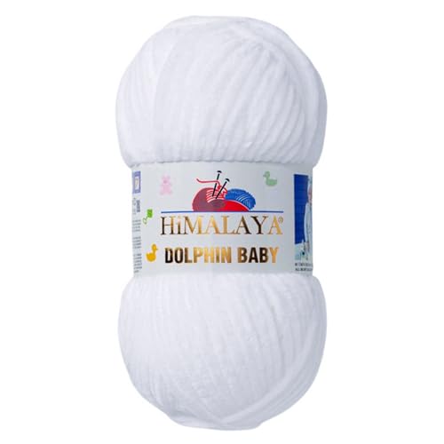 Himalaya Dolphin Baby 120m, 100g |Weiß I 100% Polyester I Strickgarn I Flauschwolle I Babywolle I kuschelweiche Wolle für Ihr Baby I Chenillewolle I zum Stricken oder Häkeln Himalaya Dolphin Baby 120m, 100g |Weiß I 100% Polyester I Strickgarn I Flauschwolle I Babywolle I kuschelweiche Wolle für Ihr Baby I Chenillewolle I zum Stricken oder Häkeln von AyosTex