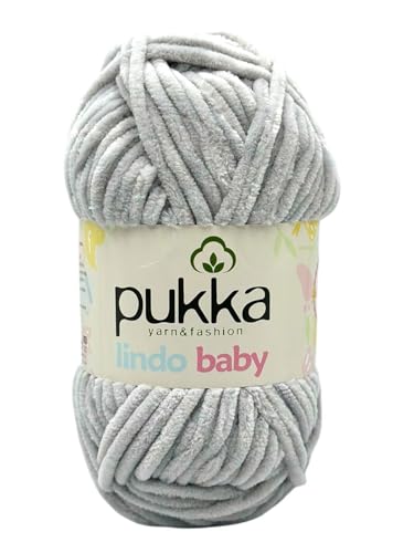 Pukka Lindo Baby Chenille Wolle 120m,100g | 100% Polyester | Amigurumi Garn | Kuschelwolle | Chenillewolle | Samtwolle zum Häkeln von AyosTex