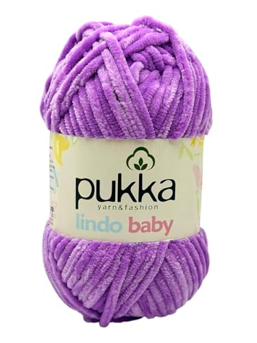 Pukka Lindo Baby Chenille Wolle 120m,100g | 100% Polyester | Amigurumi Garn | Kuschelwolle | Chenillewolle | Samtwolle zum Häkeln von AyosTex