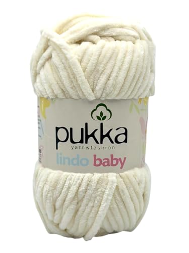 Pukka Lindo Baby Chenille Wolle 120m,100g | 100% Polyester | Amigurumi Garn | Kuschelwolle | Chenillewolle | Samtwolle zum Häkeln von AyosTex