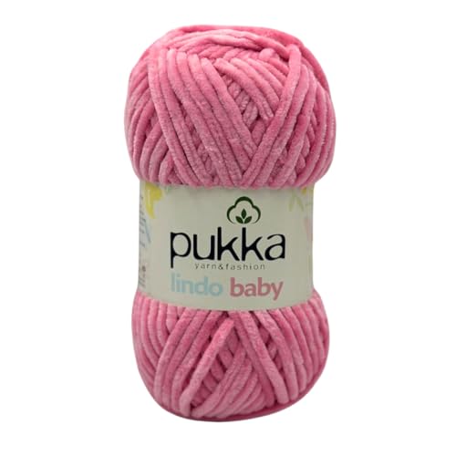 Pukka Lindo Baby Chenille Wolle 120m,100g | 100% Polyester | Amigurumi Garn | Kuschelwolle | Chenillewolle | Samtwolle zum Häkeln von AyosTex