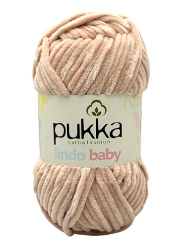 Pukka Lindo Baby Chenille Wolle 120m,100g | 100% Polyester | Amigurumi Garn | Kuschelwolle | Chenillewolle | Samtwolle zum Häkeln von AyosTex