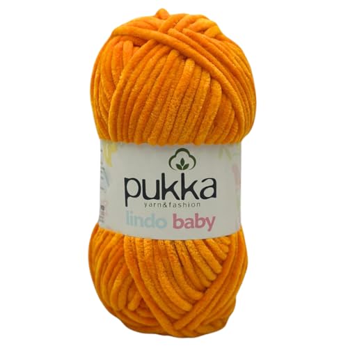 Pukka Lindo Baby Chenille Wolle 120m,100g | 100% Polyester | Amigurumi Garn | Kuschelwolle | Chenillewolle | Samtwolle zum Häkeln von AyosTex