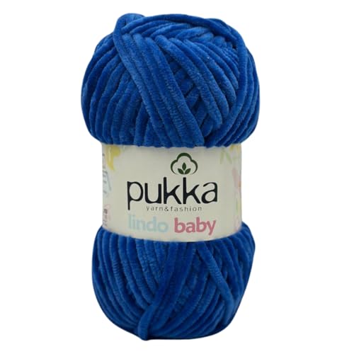 Pukka Lindo Baby Chenille Wolle 120m,100g | 100% Polyester | Amigurumi Garn | Kuschelwolle | Chenillewolle | Samtwolle zum Häkeln von AyosTex