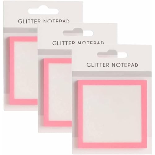 Glitter Sticky Notes, Cute Self Adhesive Note Memo Pads, Clear Notes Pastel, Small to Do List, Office Supplies (Pink) von Ayrohk