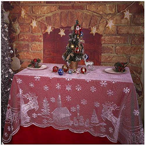 Ayrsjcl Schneedruck Tischdecke Weihnachten Spitze Tischdecke Eleganten Weihnachtsmatastrophenmuster Urlaub Dekoration von Ayrsjcl
