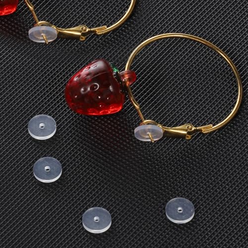 100 Stück Silikon-Ohrring-Verschlüsse für Piercings, transparente Ohrring-Verschlüsse für hängende Ohren, Ohrring-Heber, kein Ziehen, kein Ziehen, Ohrläppchen-Stütz-Patches für Piercing-Bump 100 Stück Silikon-Ohrring-Verschlüsse für Piercings, transparente Ohrring-Verschlüsse für hängende Ohren, Ohrring-Heber, kein Ziehen, kein Ziehen, Ohrläppchen-Stütz-Patches für Piercing-Bump von Aysatogc