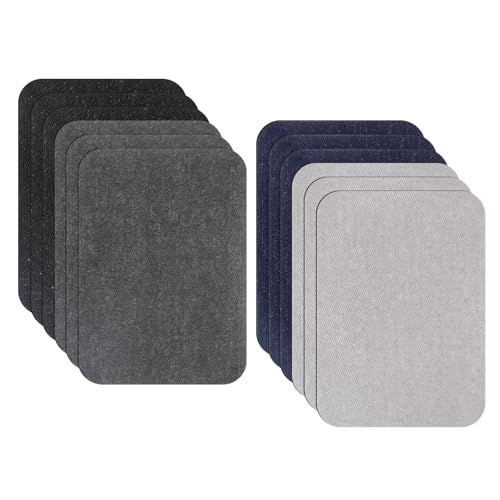 12 Stück Bügelflicken zum Aufbügeln für Kleidung, Reparatur, Flicken zum Aufbügeln, hochwertige Stoffflicken für Kleidung, Jeans, Hemden, Hosen (7,6 x 10,2 cm, 4 Farben) von Aysatogc