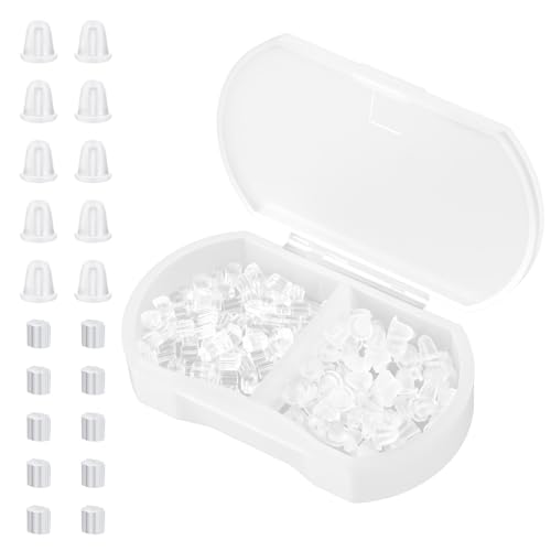 2 Stile Ohrring Verschluss Silikon Ohrring Stopper 100 Stück Ohrringe Stecker Ohrstecker Verschluss Ohrringheber und Ohrläppchenhalter Ohrringverschlüsse für Schmuckherstellung Ohrhaken Ohrringe Mache von Aysatogc