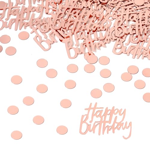 540 Stück rotgoldenes Geburtstagskonfetti, Happy Birthday-Konfetti für Tischkreise, Tischstreuung, für Bastelarbeiten, Disco-Motto-Partys, Babyparty-Dekorationen von Aysatogc
