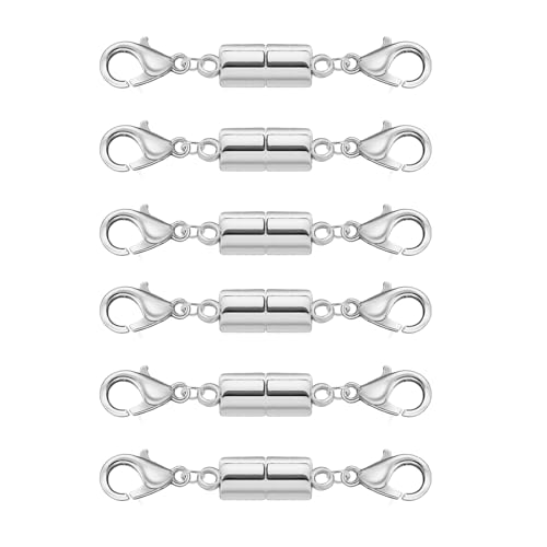 6 x Doppel-Karabinerverschluss, magnetische Schmuckverschlüsse, magnetische Halskettenverschlüsse und Verschlüsse, Schmuck-Verschlüsse für Armbänder, Kettenverlängerung für Damen von Aysatogc