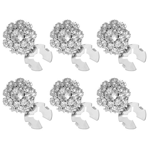6 x Knopfabdeckungen, abnehmbare Strass-Knopfabdeckungen für Damen, Blusen, Kristall, dekorative Clips, Schmuck, für Jeans, Nähen, Basteln, Damen, Herren (Silber) von Aysatogc