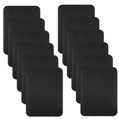 Aufnäher zum Aufbügeln für Kleidung, 9,4 x 12,4 cm, Stoffflicken für Kleidung innen und außen, Reparatur-Set für Kleidung, Taschen, Hüte, 9,5 x 12,5 cm, Schwarz, 12 Stück von Aysatogc
