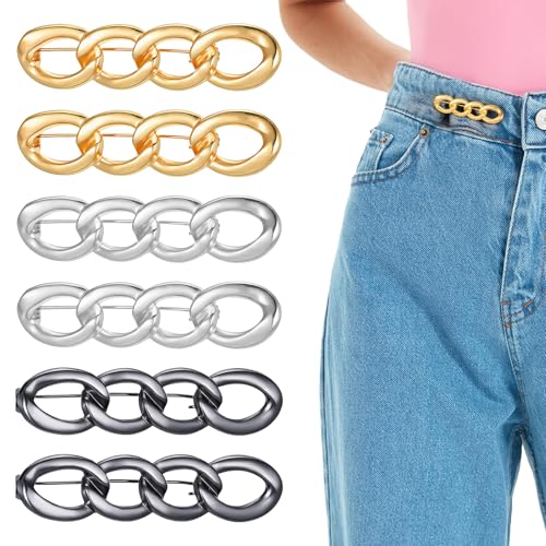 Hosen-Taillenstraffer, verstellbarer Jeansknopf, kein Nähen nötig, abnehmbare Knopfnadeln, Jeans-Spannclips für lose Jeans, Damen, 3 Farben, Kreis, 6 Stück Hosen-Taillenstraffer, verstellbarer Jeansknopf, kein Nähen nötig, abnehmbare Knopfnadeln, Jeans-Spannclips für lose Jeans, Damen, 3 Farben, Kreis, 6 Stück von Aysatogc