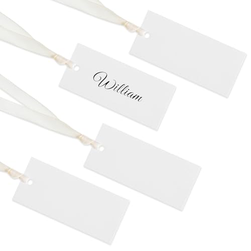 Tischkarten für den Tisch, 4,9 x 8,9 cm, Hochzeits-Namenskarten, Namenskarten mit Satinband, Geschenkanhänger mit Schnur für Hochzeit, Abendessen, Partyzubehör, Beige, 50 Stück Tischkarten für den Tisch, 4,9 x 8,9 cm, Hochzeits-Namenskarten, Namenskarten mit Satinband, Geschenkanhänger mit Schnur für Hochzeit, Abendessen, Partyzubehör, Beige, 50 Stück von Aysatogc