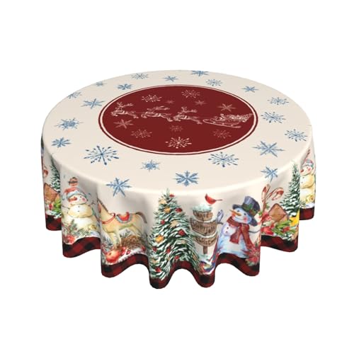 Aytipun Weihnachtstischdecke, rund, 152,4 cm, Weihnachtsbaum, Schneemann, Vögel, Schneeflocken, Hirsch, rot, kariert, bedruckt, Winterurlaub, dekorative Tischdecke, saisonale Dekoration für 6 Personen Aytipun Weihnachtstischdecke, rund, 152,4 cm, Weihnachtsbaum, Schneemann, Vögel, Schneeflocken, Hirsch, rot, kariert, bedruckt, Winterurlaub, dekorative Tischdecke, saisonale Dekoration für 6 Personen von Aytipun