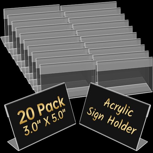 Ayuanb 20 Stück Mini Acryl Etikettenhalter, 12,7 x 7,6 cm Acryl Preisschilder Aufsteller, Klar Name Display Halter Preisschild L-Form Display Stand für Büro, Geschäft, Restaurant Ayuanb 20 Stück Mini Acryl Etikettenhalter, 12,7 x 7,6 cm Acryl Preisschilder Aufsteller, Klar Name Display Halter Preisschild L-Form Display Stand für Büro, Geschäft, Restaurant von Ayuanb