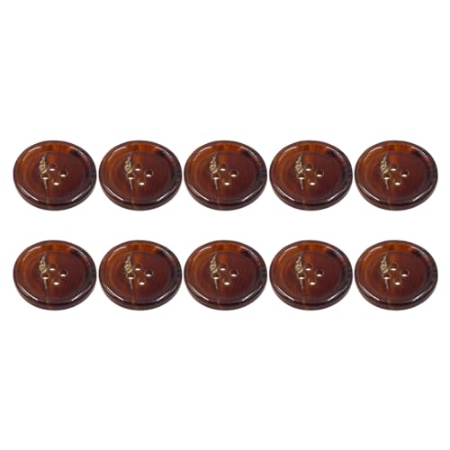 Ayuduots 10 Stück Naturhornknöpfe, 10 mm, 4-Loch, braune Büffelhorn-Nähknöpfe für Jacken, Blazer, Mäntel, Uniform von Ayuduots