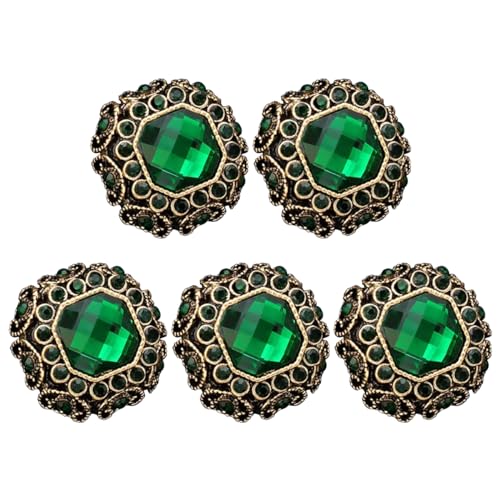 Ayuduots 5 Stück 23 mm Strass-Knöpfe im Vintage-Stil, achteckige Knöpfe, dekorative Nähknöpfe mit Metallschaft für Mantel- und Kleidungsverzierungen von Ayuduots