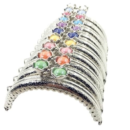Ayztantine Retro Taschenrahmen Metall 10 STÜCKE 8,5 cm Metall Geldbörse Rahmen Halbkreis Spitze Münze Bunte Kristall Geldbörse Verschluss(B-10PCS) von Ayztantine