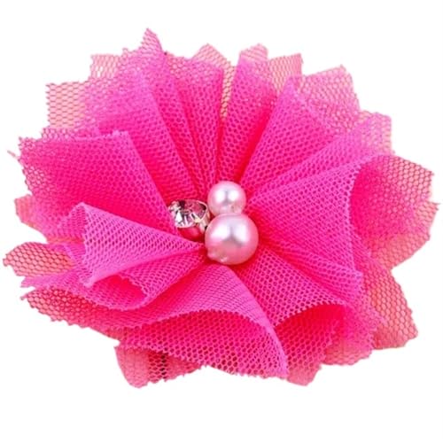 Chiffon Blumen 10 STÜCKE 6,5 CM Chiffon Spitzenbesatz Patch Applikation Mesh Stoff Hochzeitskleid DIY Blumen Braut Haar Schleier Kleidung Kopfbedeckung Dekoration(Deep Pink) von Ayztantine