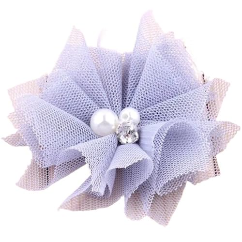 Chiffon Blumen 10 STÜCKE 6,5 CM Chiffon Spitzenbesatz Patch Applikation Mesh Stoff Hochzeitskleid DIY Blumen Braut Haar Schleier Kleidung Kopfbedeckung Dekoration(Gray) von Ayztantine