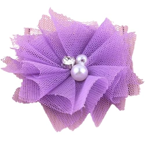 Chiffon Blumen 10 STÜCKE 6,5 CM Chiffon Spitzenbesatz Patch Applikation Mesh Stoff Hochzeitskleid DIY Blumen Braut Haar Schleier Kleidung Kopfbedeckung Dekoration(Lavender) von Ayztantine