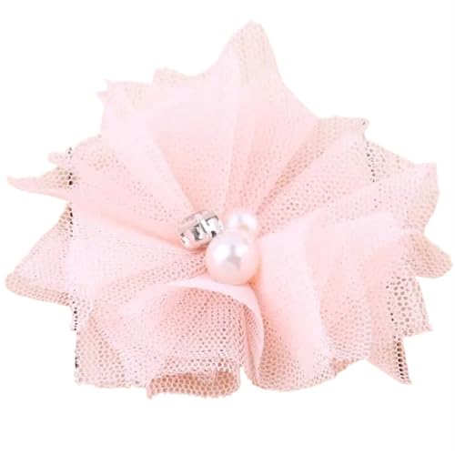 Chiffon Blumen 10 STÜCKE 6,5 CM Chiffon Spitzenbesatz Patch Applikation Mesh Stoff Hochzeitskleid DIY Blumen Braut Haar Schleier Kleidung Kopfbedeckung Dekoration(Peachpuff) von Ayztantine