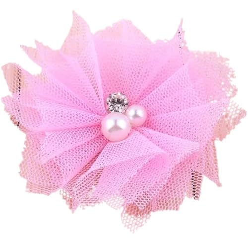 Chiffon Blumen 10 STÜCKE 6,5 CM Chiffon Spitzenbesatz Patch Applikation Mesh Stoff Hochzeitskleid DIY Blumen Braut Haar Schleier Kleidung Kopfbedeckung Dekoration(Pink) von Ayztantine