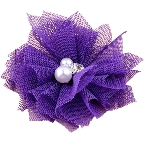 Chiffon Blumen 10 STÜCKE 6,5 CM Chiffon Spitzenbesatz Patch Applikation Mesh Stoff Hochzeitskleid DIY Blumen Braut Haar Schleier Kleidung Kopfbedeckung Dekoration(Purple) von Ayztantine